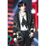 黒color-blocked cardigan-Jin-Outfits