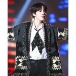 黒color-blocked cardigan-Jin-Outfits