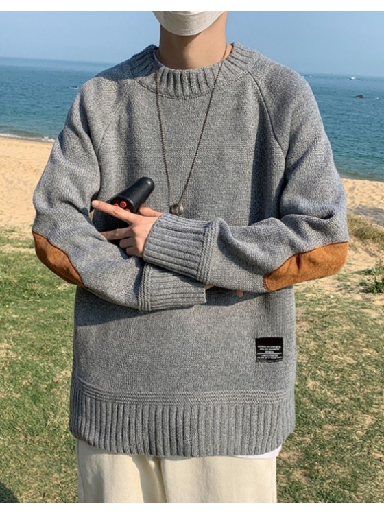 Gray crew neck sweater -Suga-Clothing