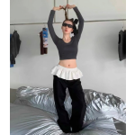 Overlay Skirt Wide Leg Pants-Sana – Twice-KPOP Outfits