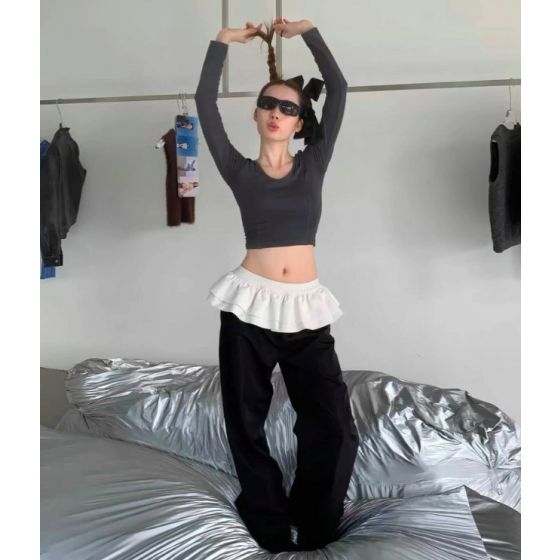 Overlay Skirt Wide Leg Pants-Sana – Twice-KPOP Outfits