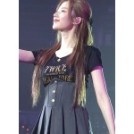 Twice Sana Inspo Black Button High-waist Pleated Skirt-KPOP Outfits