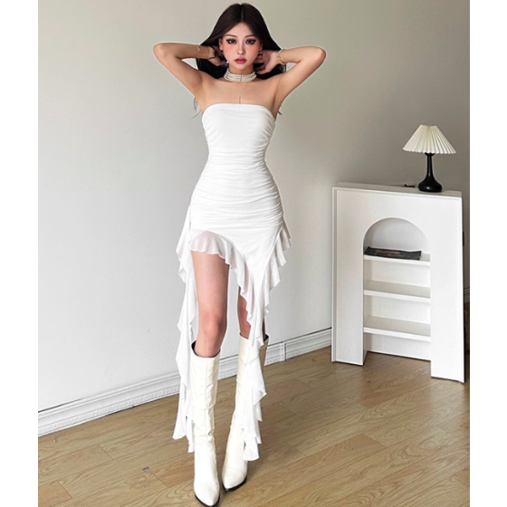 Fashion sexy asymmetrical floral camisole dress