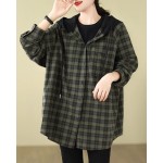 純粋な綿のフード付きチェック柄コート- jungkook服