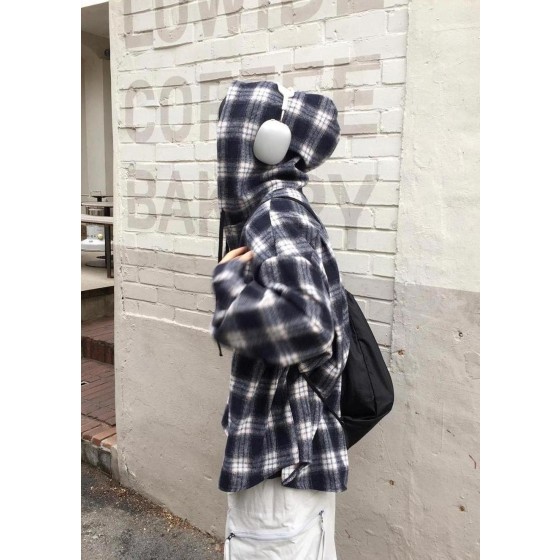 spring autumn seasonフリースアメリカンヴィンテージオーバーサイズのシャツ