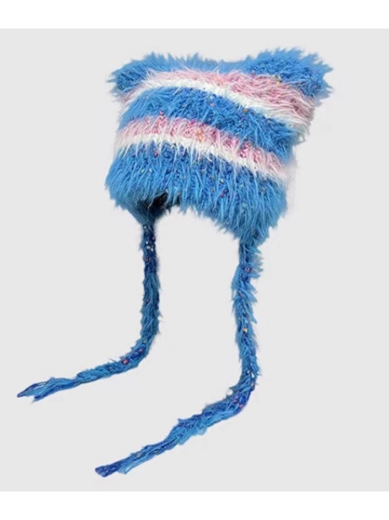 Striped warm plush hat -Inspired From