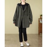 純粋な綿のフード付きチェック柄コート- jungkook服