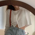 Knitted button waistcoat with long sleeves-KPOP Outfits-TWICE