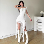 Fashion sexy asymmetrical floral camisole dress