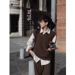 エンハイプン・ジェイクインスピレーション – 茶色の V ネックニットベスト