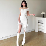 Fashion sexy asymmetrical floral camisole dress