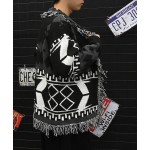 黒color-blocked cardigan-Jin-Outfits