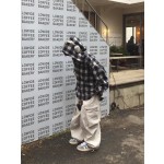 spring autumn seasonフリースアメリカンヴィンテージオーバーサイズのシャツ