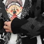 黒color-blocked cardigan-Jin-Outfits