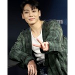 純粋な綿のフード付きチェック柄コート- jungkook服