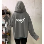 letter-printフード付きカーディガンスウェットシャツkpop inspoの衣装