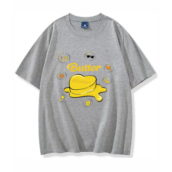 韓国スタイルのバタープリントコットンtシャツbts inspo衣装