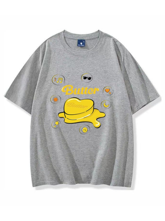Korean Style Butter Print Cotton T-Shirt BTS Inspo Outfits
