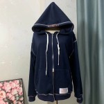 Blue Zip-Up Hooded Oversized Sweatshirt BTS KPOP Inspo Outfits