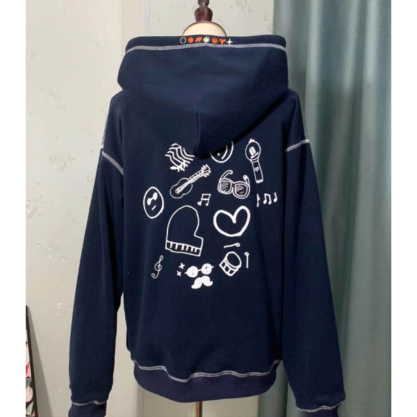 Blue Zip-Up Hooded Oversized Sweatshirt BTS KPOP Inspo Outfits