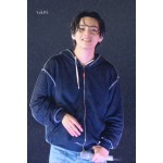 Blue Zip-Up Hooded Oversized Sweatshirt BTS KPOP Inspo Outfits