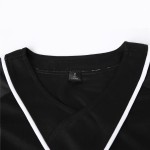 黒/白の野球ジャージーティー-カジュアルスポーツトップ、bts straykids、kpop衣装、アイドル服