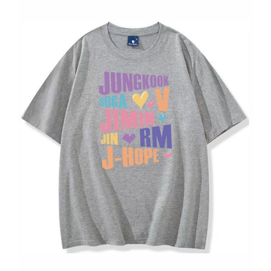 プリントされたラウンドネック半袖コットンカジュアルtシャツbts inspo衣装