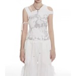 Ningning–Aespa Inspo An Irregular White Camisole Top