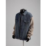 アメリカンレトロスプライススリーブウォッシュドデニムジャケット エンハイプン - ジェイインスピレーション