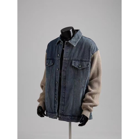 アメリカンレトロスプライススリーブウォッシュドデニムジャケット エンハイプン - ジェイインスピレーション