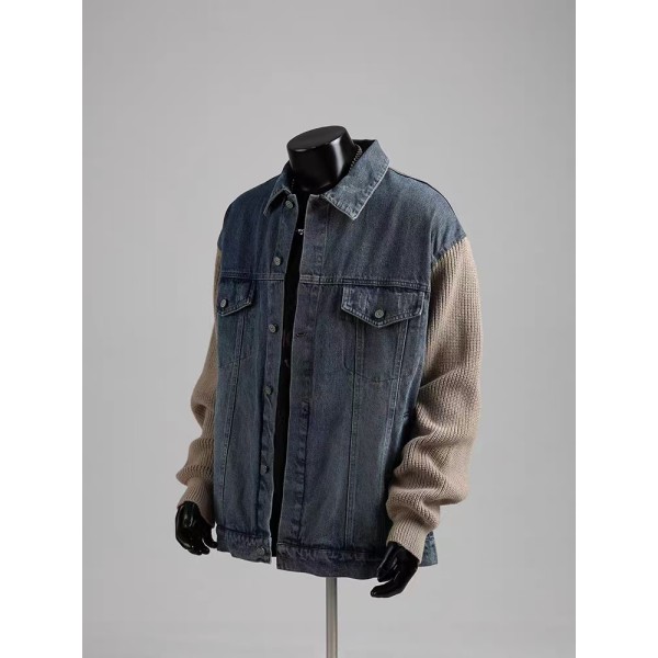 アメリカンレトロスプライススリーブウォッシュドデニムジャケット エンハイプン - ジェイインスピレーション