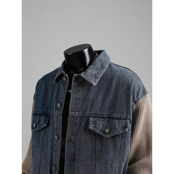 アメリカンレトロスプライススリーブウォッシュドデニムジャケット エンハイプン - ジェイインスピレーション