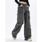 アメリカンレトロのほつれとディストレストストレートレグジーンズ – エンハイプン・ジェイインスピレーション