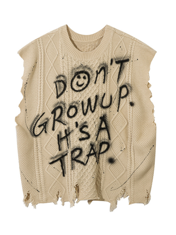 Cable Knit Pullover Sleeveless Sweater Top Stray Kids - KPOP Inspo Outfits