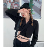 gala stray kidsのための腰をcinchingクロップブレザー- kpop inspo衣装