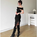 Fashion sexy asymmetrical floral camisole dress