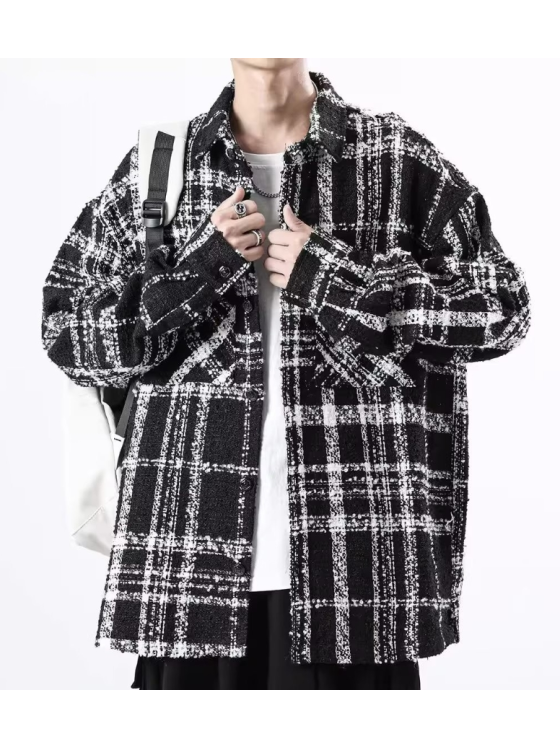 Grid fashion jacket top Jacket-Jimin -Inspired