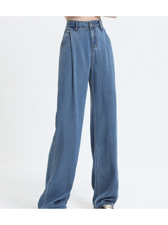 Retro high-waisted wide-leg jeans-Suga-Inspired