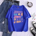 プリントされたラウンドネック半袖コットンカジュアルtシャツbts inspo衣装