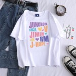 プリントされたラウンドネック半袖コットンカジュアルtシャツbts inspo衣装