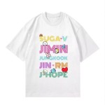 プリントされたラウンドネック半袖コットンカジュアルtシャツbts inspo衣装