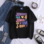 プリントされたラウンドネック半袖コットンカジュアルtシャツbts inspo衣装